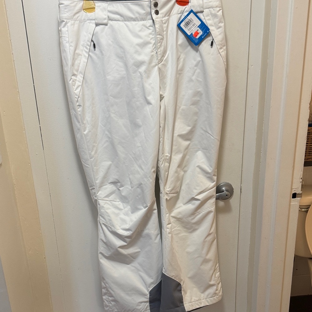 Columbia Women's White Ski Pants with Gray Details
